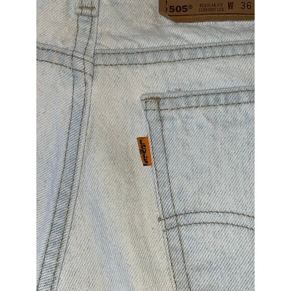 Mens VTG Levi's 505 Orange‎ Tab Bleach Wash Regular Fit Straight Leg Jeans W36 - Picture 7 of 11